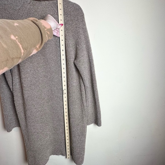 J. Jill Velvet Trim Merino Wool Silk Blend Brown Cardigan Duster Size Medium - Picture 12 of 16